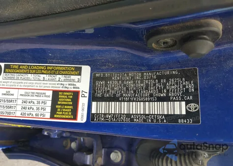 2016 Toyota Camry Se из США, поврежденный, VIN 4T1BF1FK2GU589153